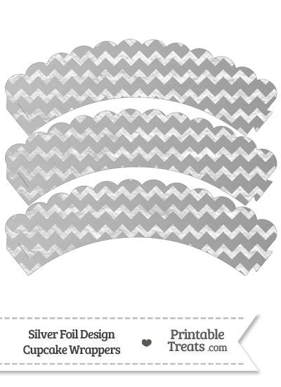 Silver Foil Chevron Scalloped Cupcake Wrappers from PrintableTreats.com