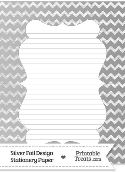 Silver Foil Chevron Stationery Paper from PrintableTreats.com