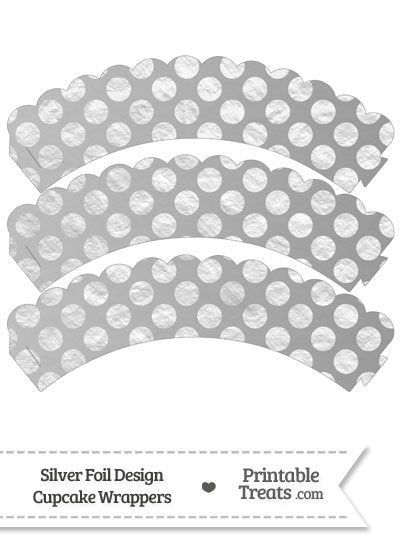Silver Foil Dots Scalloped Cupcake Wrappers from PrintableTreats.com