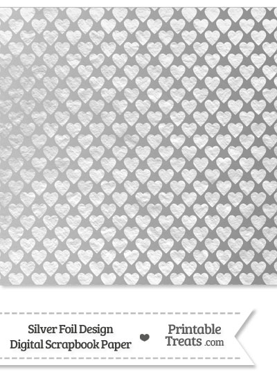 Silver Foil Hearts Digital Scrapbook Paper from PrintableTreats.com