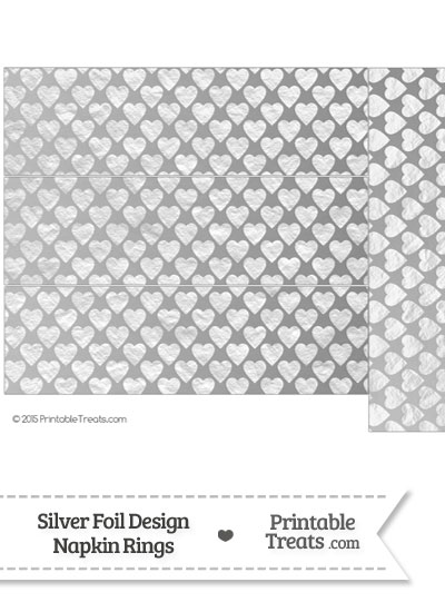 Silver Foil Hearts Napkin Rings from PrintableTreats.com