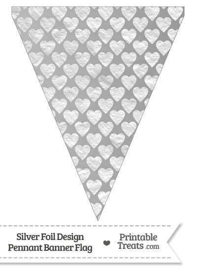 Silver Foil Hearts Pennant Banner Flag from PrintableTreats.com