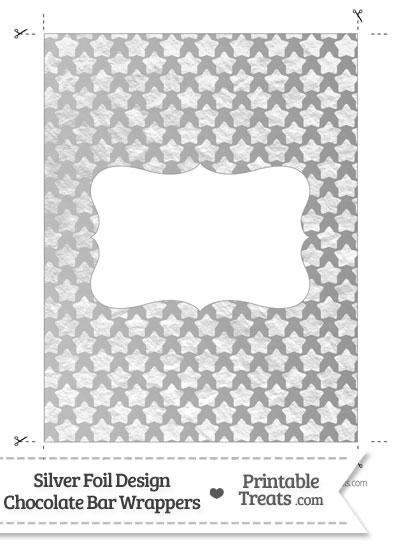 Silver Foil Stars Chocolate Bar Wrappers from PrintableTreats.com
