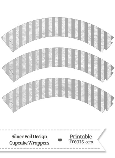 Silver Foil Stripes Cupcake Wrappers from PrintableTreats.com