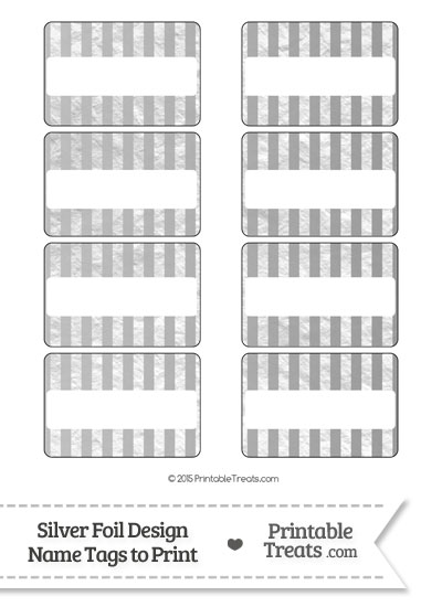 Silver Foil Stripes Name Tags from PrintableTreats.com