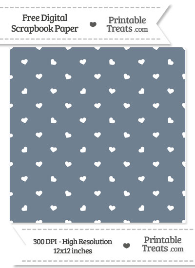Slate Grey Hearts Digital Paper from PrintableTreats.com