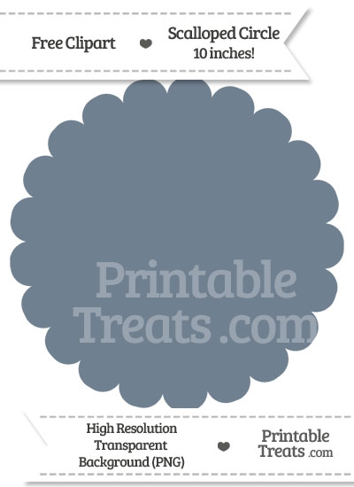 Slate Grey Scalloped Circle Clipart from PrintableTreats.com