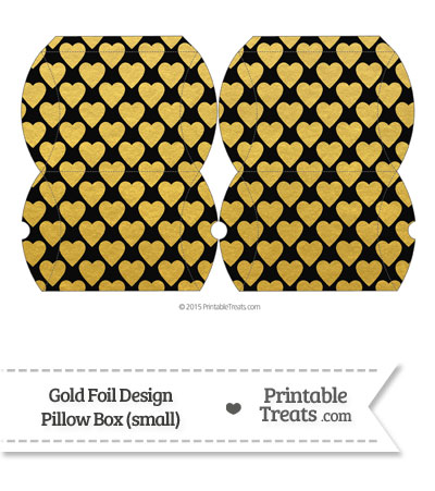 Small Black and Gold Foil Hearts Pillow Box from PrintableTreats.com