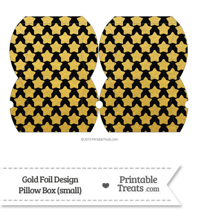 Small Black and Gold Foil Stars Pillow Box from PrintableTreats.com