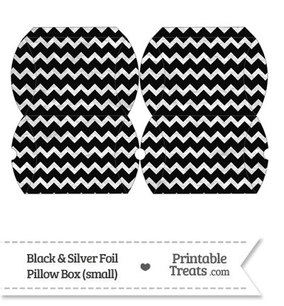 Small Black and Silver Foil Chevron Pillow Box from PrintableTreats.com