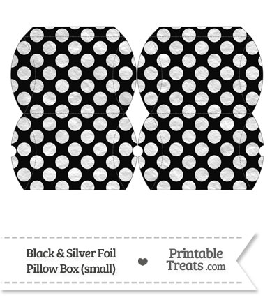 Small Black and Silver Foil Dots Pillow Box from PrintableTreats.com