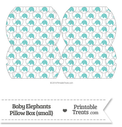 Small Blue Green Baby Elephants Pillow Box from PrintableTreats.com