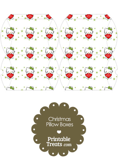 Small Christmas Hello Kitty Pillow Box from PrintableTreats.com