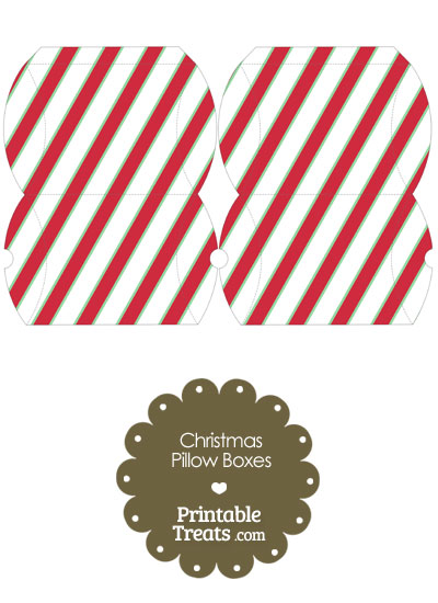 Small Christmas Stripes Pillow Box from PrintableTreats.com