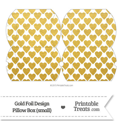 Small Gold Foil Hearts Pillow Box from PrintableTreats.com