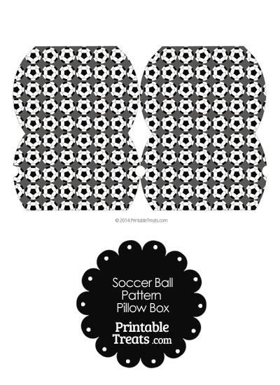 Small Grey Soccer Ball Pattern Pillow Box from PrintableTreats.com