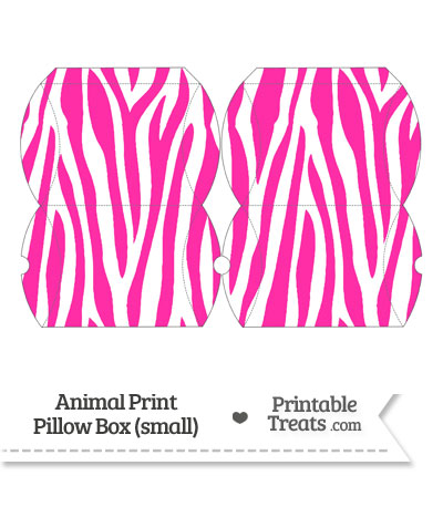 Small Hot Pink and White Zebra Print Pillow Box from PrintableTreats.com