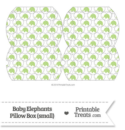 Small Light Green Baby Elephants Pillow Box from PrintableTreats.com
