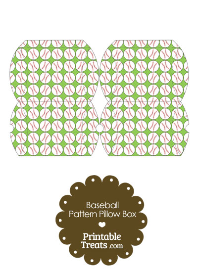 Small Light Green Baseball Pattern Pillow Box from PrintableTreats.com