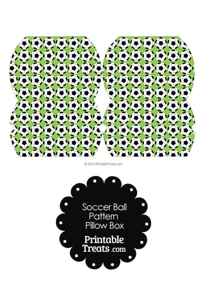 Small Light Green Soccer Ball Pattern Pillow Box from PrintableTreats.com