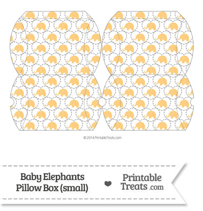 Small Light Orange Baby Elephants Pillow Box from PrintableTreats.com