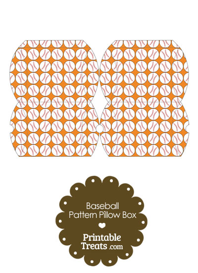 Small Orange Baseball Pattern Pillow Box from PrintableTreats.com