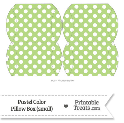 Small Pastel Light Green Polka Dot Pillow Box from PrintableTreats.com