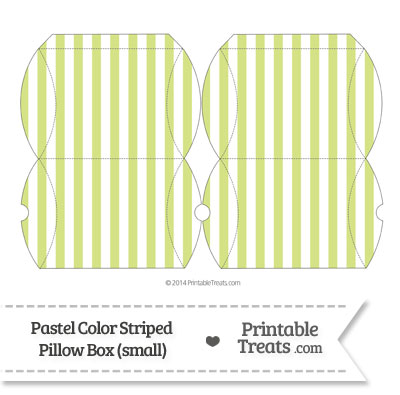 Small Pastel Yellow Green Striped Pillow Box from PrintableTreats.com