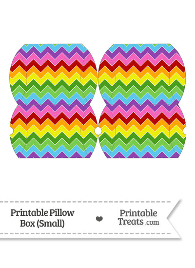 Small Rainbow Chevron Pillow Box from PrintableTreats.com