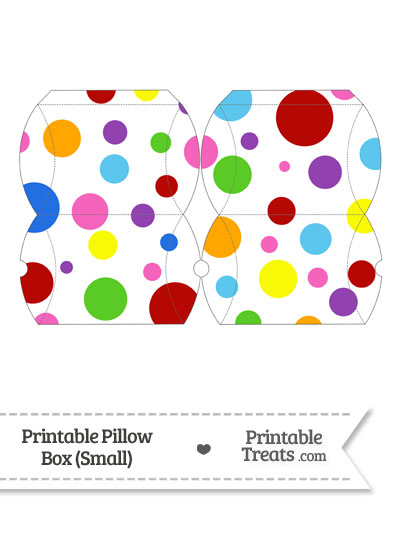 Small Rainbow Dots Pillow Box from PrintableTreats.com