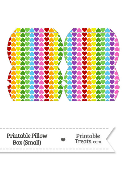 Small Rainbow Hearts Pillow Box from PrintableTreats.com