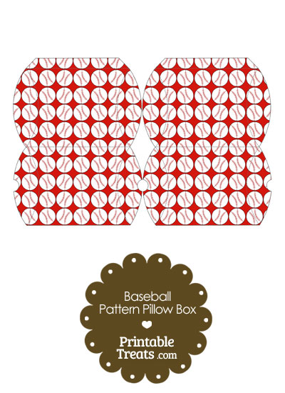 Small Red Baseball Pattern Pillow Box from PrintableTreats.com