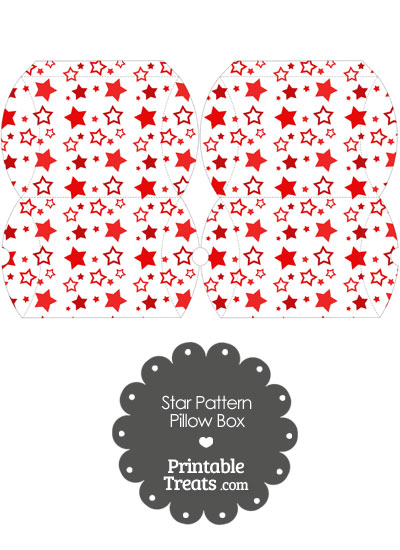 Small Red Star Pattern Pillow Box from PrintableTreats.com