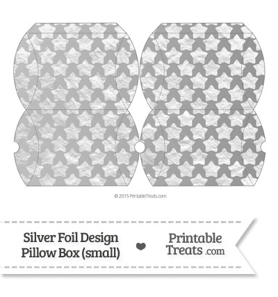 Small Silver Foil Stars Pillow Box from PrintableTreats.com