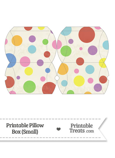 Small Vintage Rainbow Dots Pillow Box from PrintableTreats.com