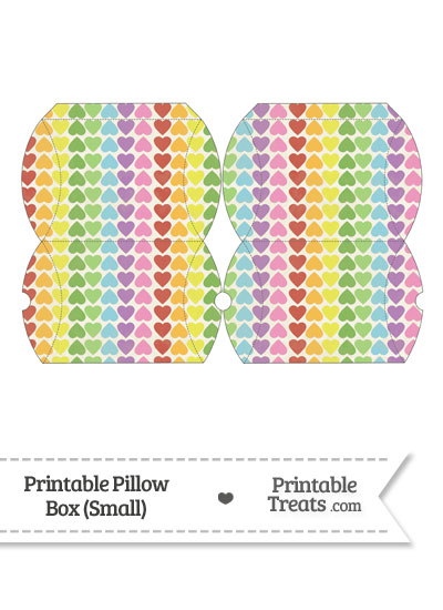 Small Vintage Rainbow Hearts Pillow Box from PrintableTreats.com