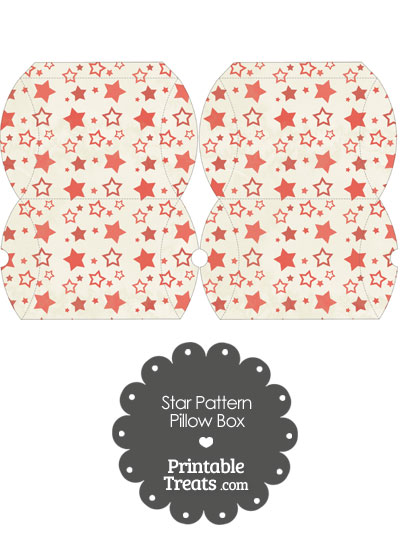 Small Vintage Red Star Pattern Pillow Box from PrintableTreats.com