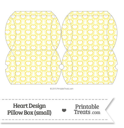 Small Yellow Heart Design Pillow Box from PrintableTreats.com