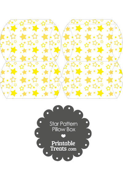 Small Yellow Star Pattern Pillow Box from PrintableTreats.com