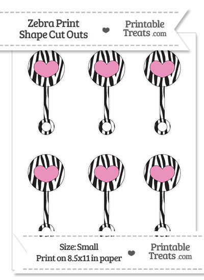 Small Zebra Print Baby Rattle Cut Outs from PrintableTreats.com