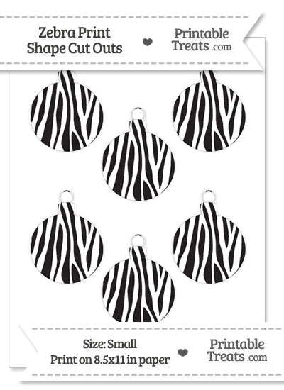 Small Zebra Print Christmas Ornament Cut Outs from PrintableTreats.com