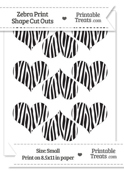 Small Zebra Print Heart Cut Outs from PrintableTreats.com