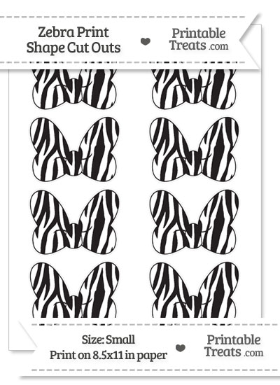 Small Zebra Print Minnie Mouse Bow Cut Outs from PrintableTreats.com