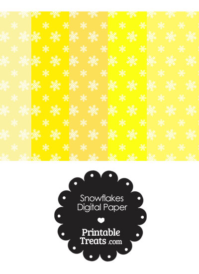 Snowflake Scrapbook Paper with Yellow Background from PrintableTreats.com