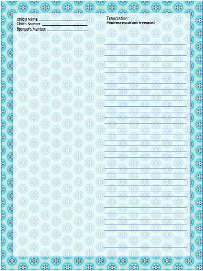 snowflake stationery paper for sponsored child