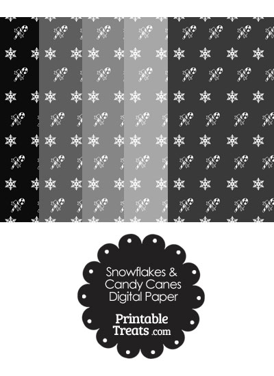 Snowflakes and Candy Canes Scrapbook Paper in Grey from PrintableTreats.com