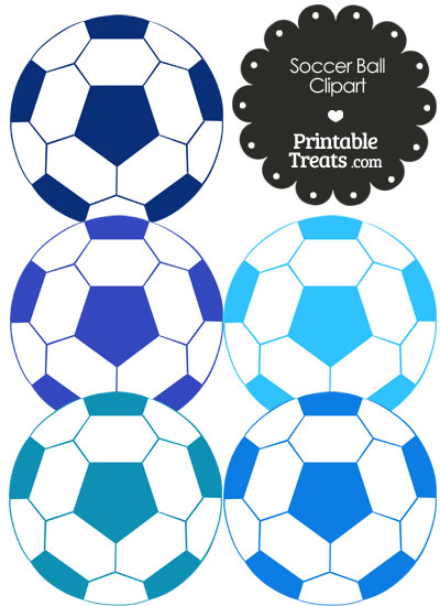 Soccer Ball Clipart in Shades of Blue from PrintableTreats.com