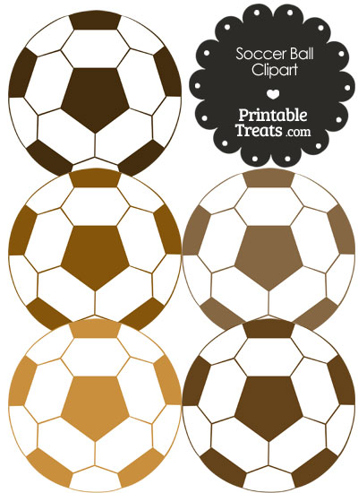 Soccer Ball Clipart in Shades of Brown from PrintableTreats.com