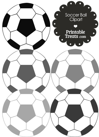 Soccer Ball Clipart in Shades of Grey from PrintableTreats.com