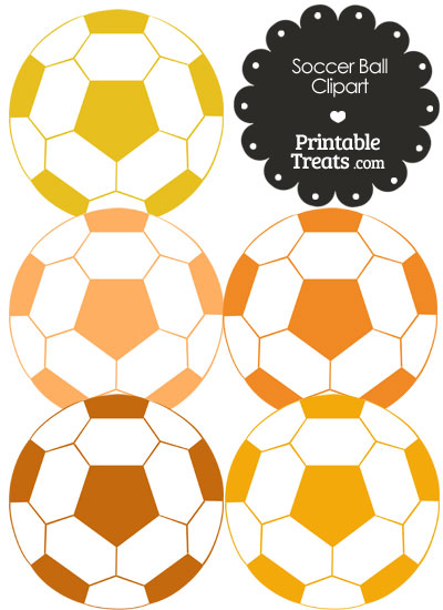 Soccer Ball Clipart in Shades of Orange from PrintableTreats.com